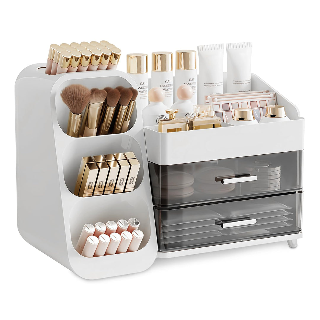 Make Up Organizer, Schminktisch Organizer mit Schubladen, 3-In-1 Aufbewahrungsbox Grosse für Makeup