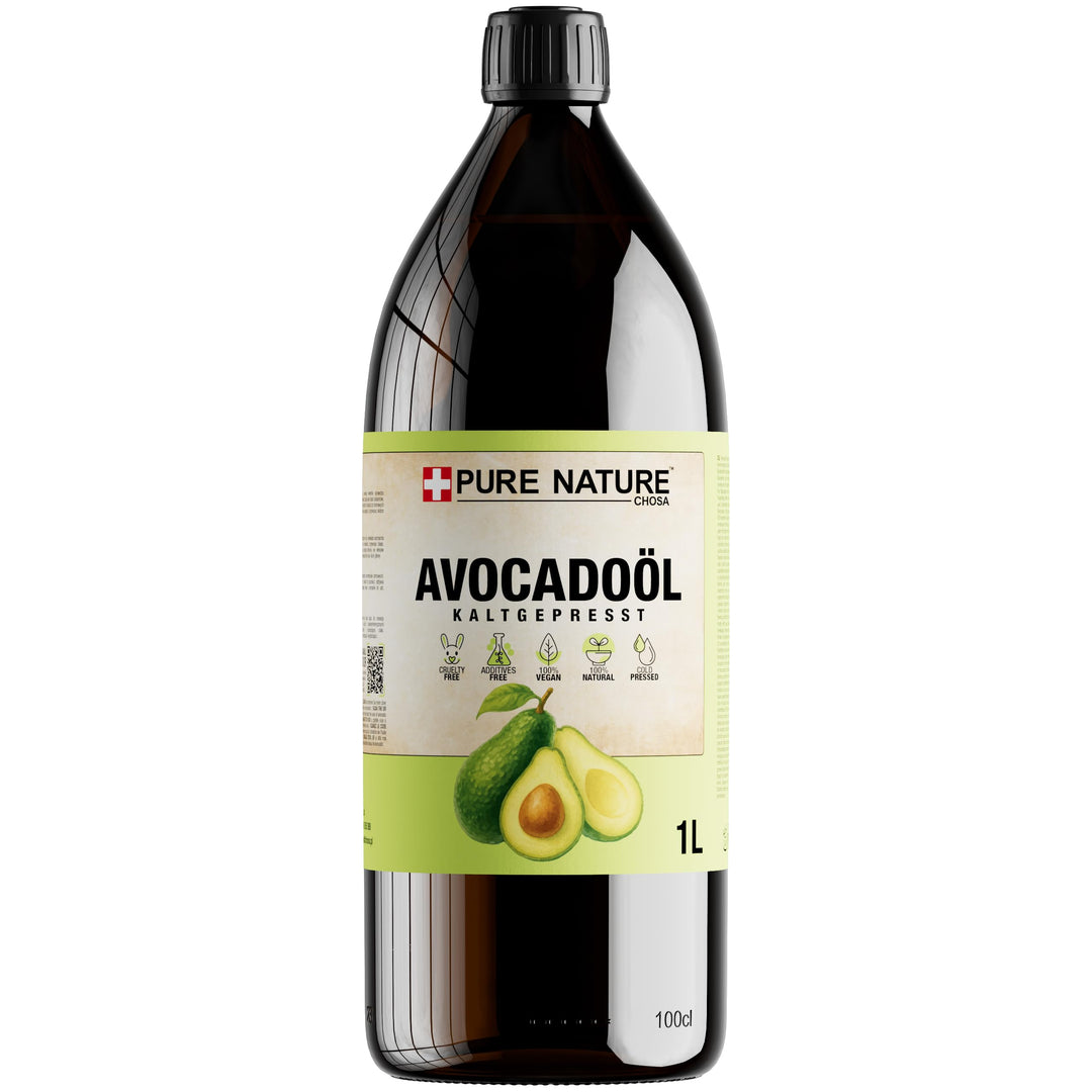 PURE CHEMICAL Bio-Avocadoöl + Spender 1000ml - Kaltgepresst - Unraffiniert - 100% natürlich - Rein -