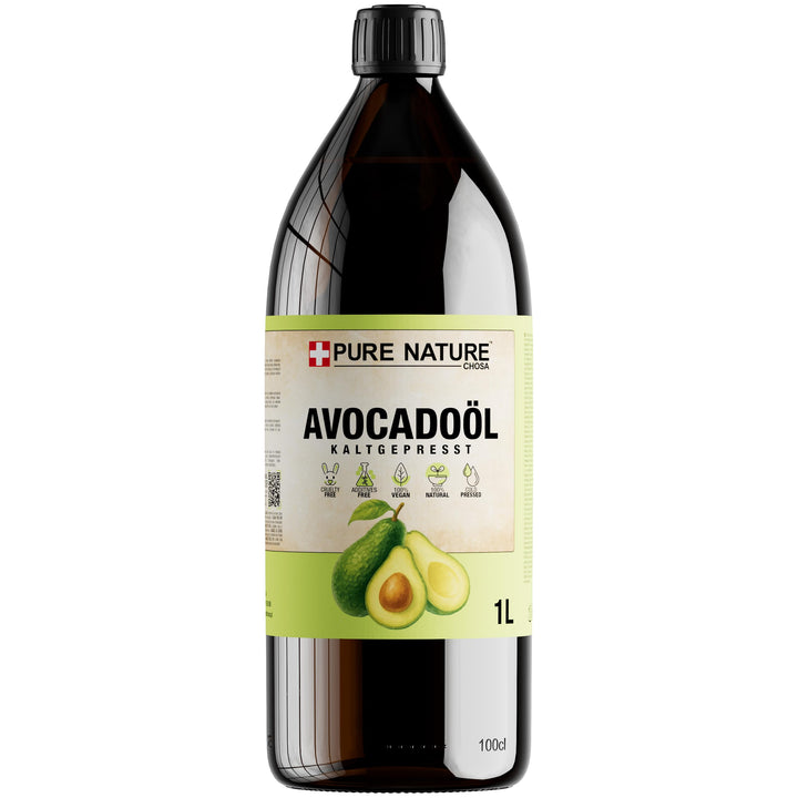 PURE CHEMICAL Bio-Avocadoöl + Spender 1000ml - Kaltgepresst - Unraffiniert - 100% natürlich - Rein -
