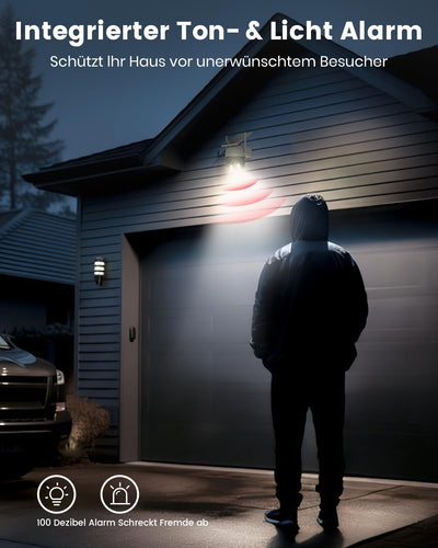 AOSU 2K überwachungskamera Aussen Akku Solar, Kamera Outdoor mit Installationsfreie Solarpanel, 360