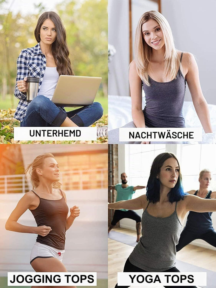 Attraco 2er Pack Damen Baumwolle Tank Top mit Regal BH Unterhemd Verstellbarer breiter Riemen Camiso