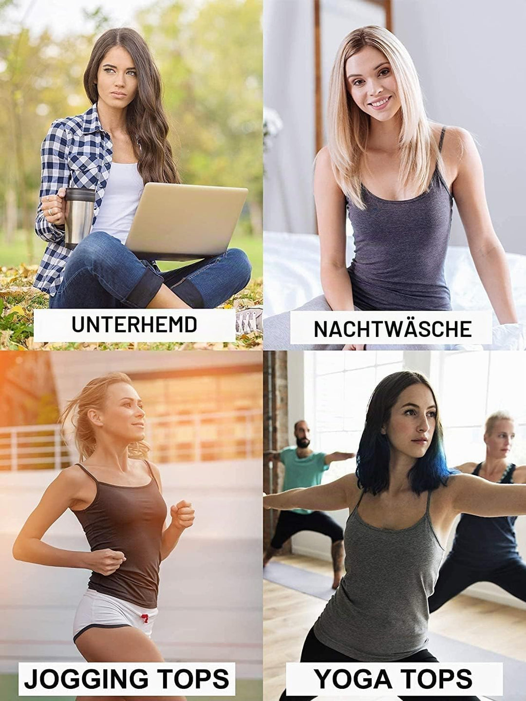 Attraco 2er Pack Damen Baumwolle Tank Top mit Regal BH Unterhemd Verstellbarer breiter Riemen Camiso