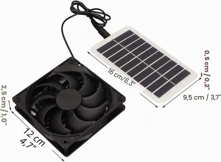 Solarpanel Lüfter Set, 3 W, 5 V, Solar Abluftventilator Set, Tragbar, Solarbetriebener Luftventilato