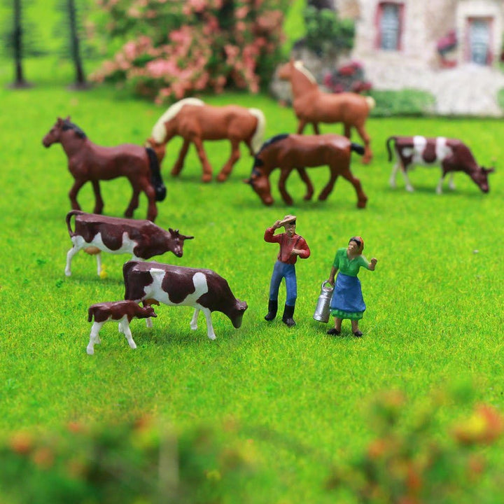Evemodel 36Stk. Verschiede Rinder Kühe Pferde Figuren Bunt Tierfiguren Spur H0 1:87 Bauernhof Dekor