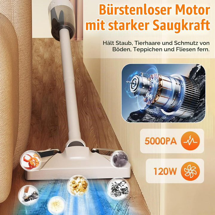 Akku-Staubsauger mit Wischfunktion und Anti-Tangle-Bodenbürste, kabellos für Zuhause, Hartböden, Tep