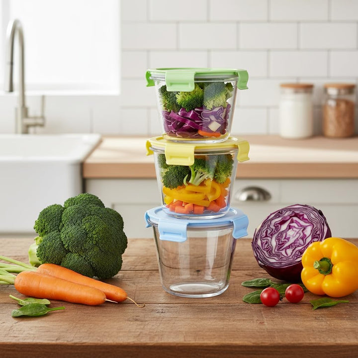 720ML Runde Glasbehälter Mit Deckel Und Löffel. Runde Glas Suppe Behälter, Meal Prep Boxen Glas für