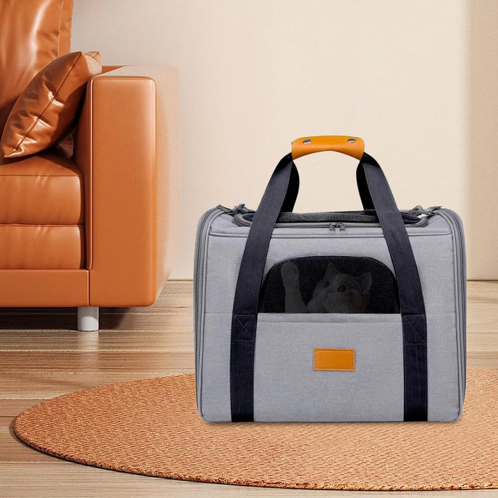 Katzentransporttasche Faltbar für Katzen &amp; Kleine Hunde, 45 × 33 × 35 cm (Grau), Grau