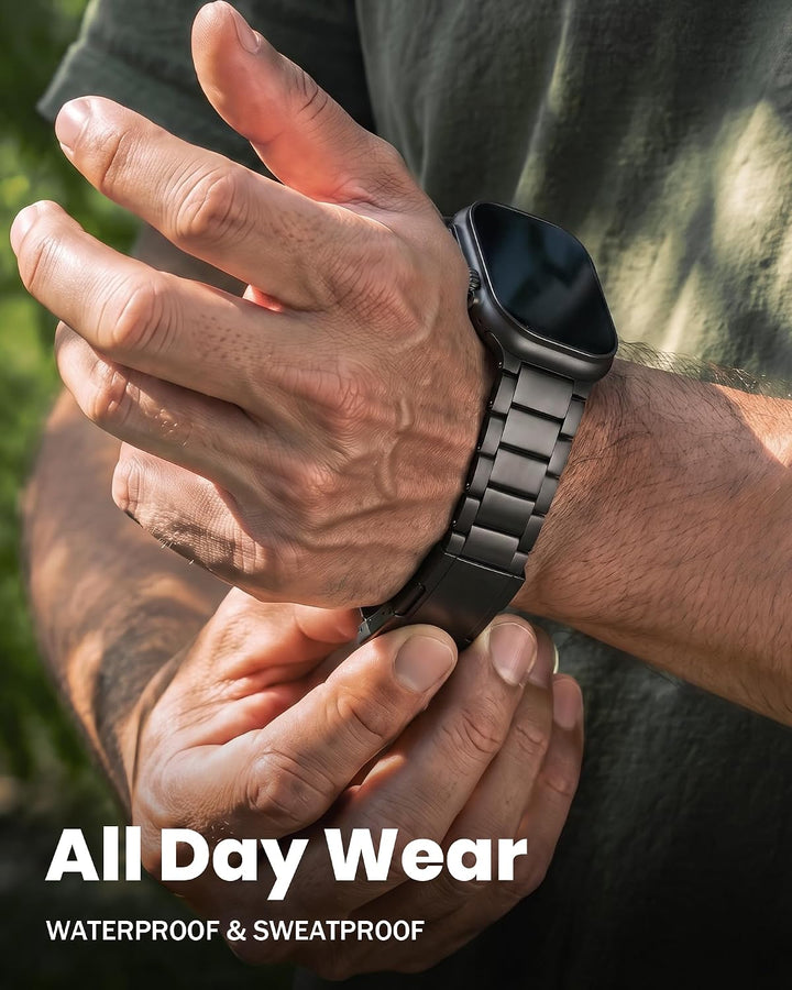 LULULOOK Titan Armband für Apple Watch Ultra 3/2/1 Armband 49mm, DLC Titanium Schwarz Grad 2 Ersatza