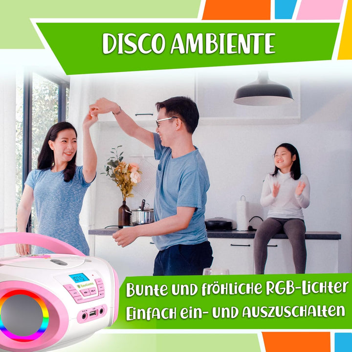 TinyGeeks Tunes Kids Boombox CD-Player für Kinder NEU 2024 + UKW-Radio + Inklusive Batterien + Blaue