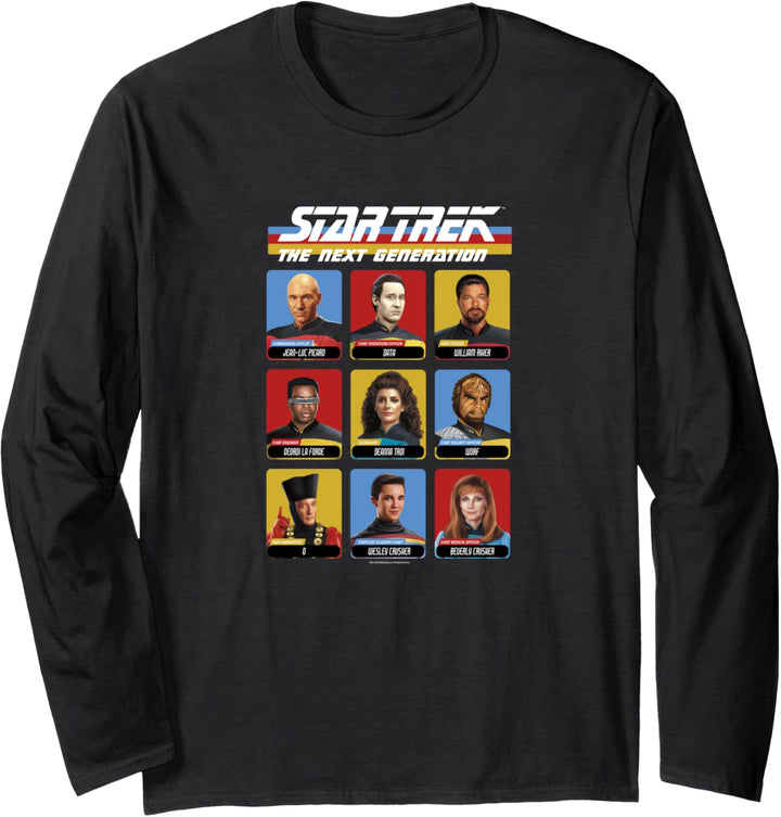 Star Trek Next Generation 9 Cast Members Langarmshirt