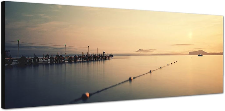 Paul Sinus Art Panoramabild auf Leinwand und Keilrahmen 150x50cm Schwarzes Meer Dämmerung Wolkenschl