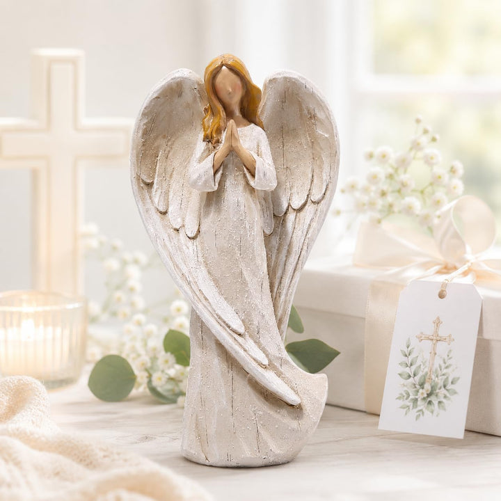 Hodao Betender Engel aus Kunstharz, 22,6 cm, für Geschenke, Heimdekoration, betende Gedenkstatue, ex