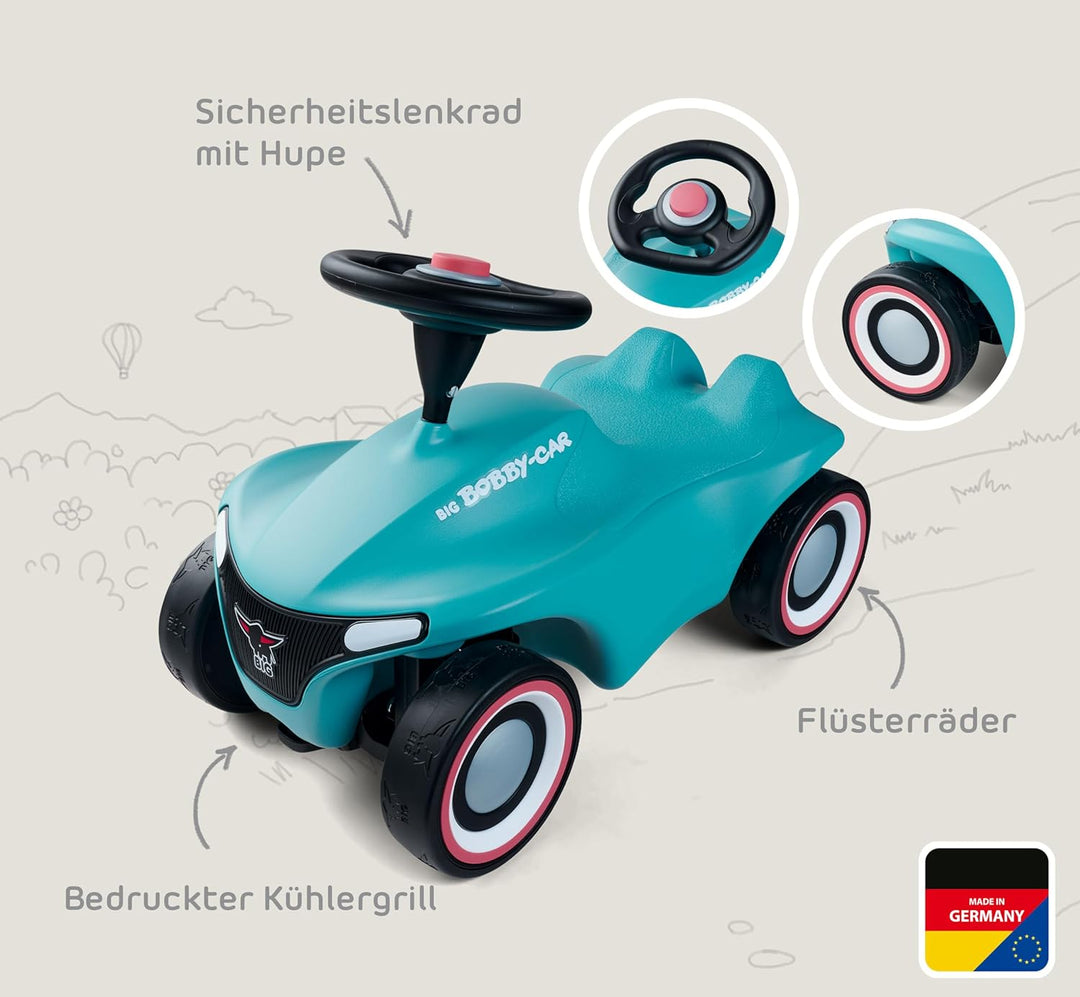 BIG Bobby Car Neo Azur - Rutschauto ab 1 Jahr, Limitierte Auflage in der Trendfarbe 2023 Azur-Blau,
