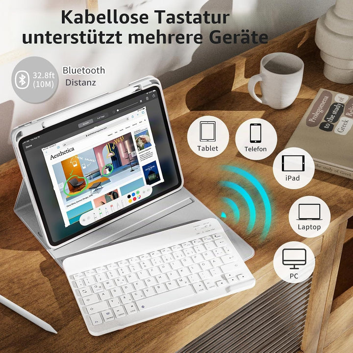 Hülle mit Tastatur für iPad Air 11 Zoll (2025 M3/2024 M2), iPad Air 5./4. Gen(2022/2020) 10.9 Zoll,