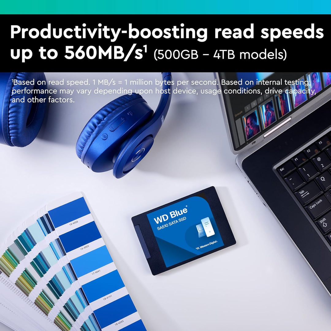 WD Blue SA510 SATA SSD 1 TB 2,5 Zoll (Lesen bis 560 MB/s, Schreiben bis 520 MB/s, Upgrade für PC/Lap