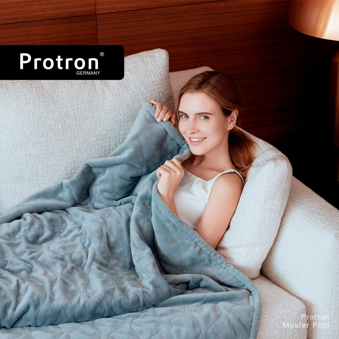 Protron Elektrische Wärmedecke Wärmebett Kuscheldecke mit Abschaltautomatik, 9 Heizstufen, LED Überh