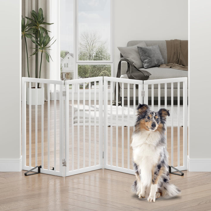Hundegitter, hohe, freistehende Hundegitter für Türen, 4 Paneele (weiss) Weiss 4 Panel - 74"Wide 32"