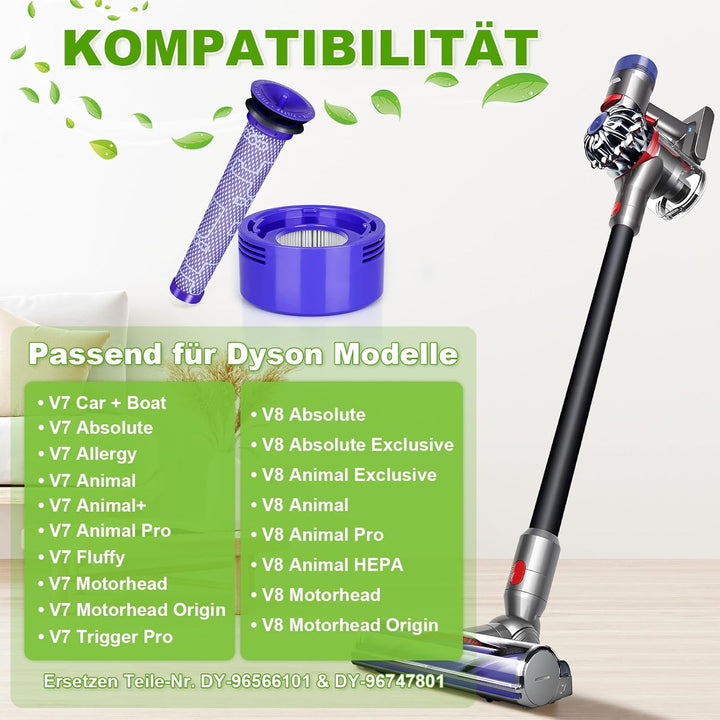 Ersatzfilter für Dyson-V7 V8, KNOWOM Ersatzfilter für Dyson, V8, V7, Tier, Absolute Motorhead, 3 HEP