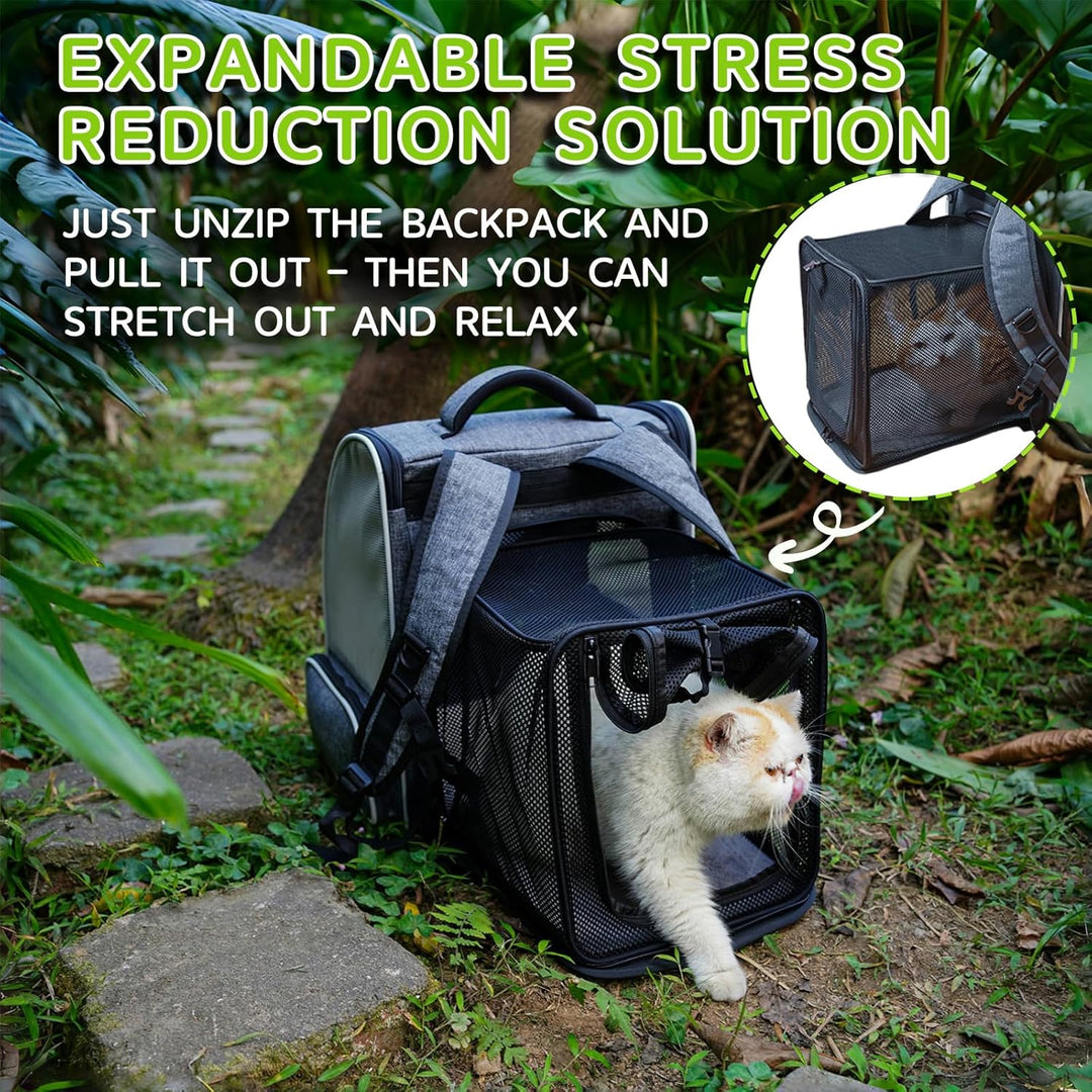 PENCCOR Erweiterbar Katzenrucksack Hunderucksack Haustierrucksack belüftet mit Sicherheitsleine & Ra