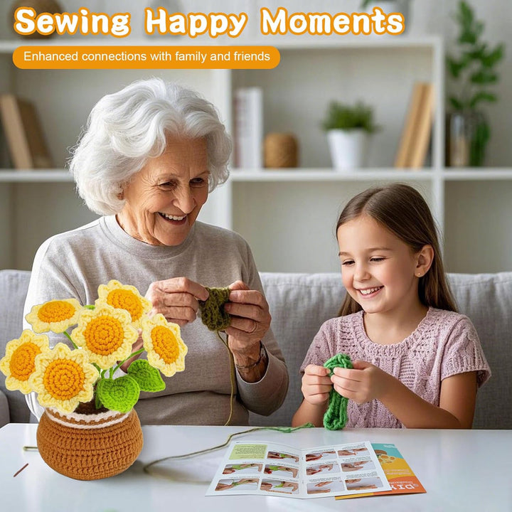 Lonsien Häkeln für Anfänger Sonnenblume Häkelset Kinder Komplett Stricken für Anfänger Set Amigurumi