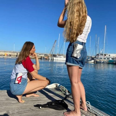 360° Grad Handytasche & Portemonnaie unisex aus Segeltuch, weiss grau, Zahl hellgrau, verstellbare K