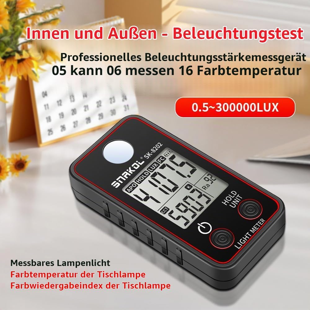 Farbtemperaturtester Hochpräzises Beleuchtungsstärkemessgerät 0,5-300000 LUX LED-Beleuchtungstestmes