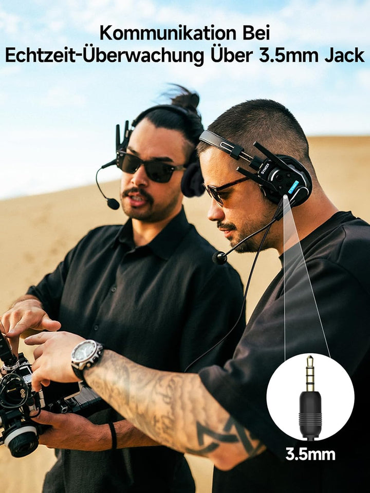 SYNCO XTALK XMax5 Wireless Intercom Headset, Zwei-Ohr Headset 500m Reichweite 24h Akku für Event TV
