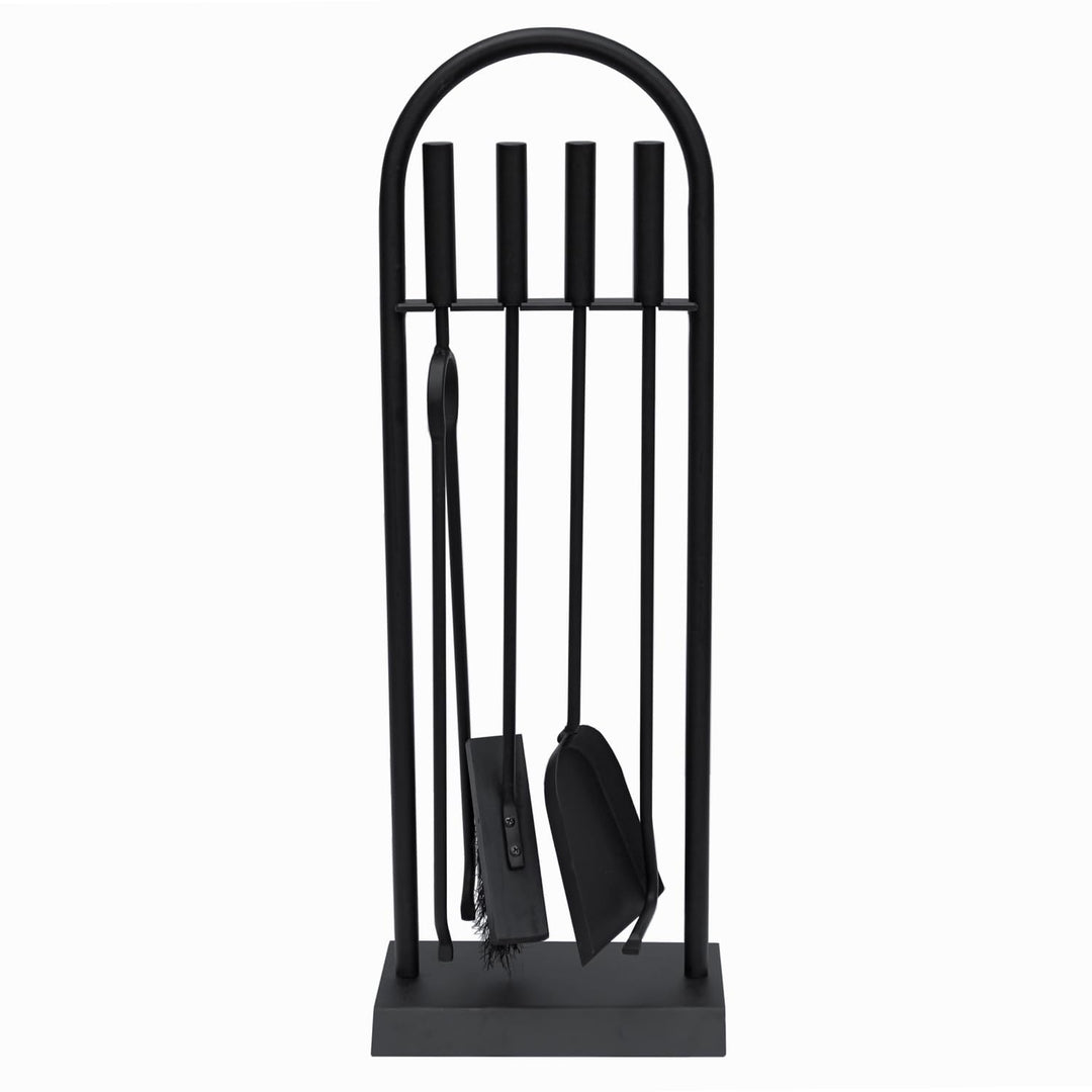 JVL Lambeth modernes Kaminbesteck Arch Werkzeug Set, Stahl, schwarz, 23 x 14 x 66 cm, 4 Stück