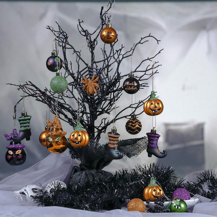 Valery Madelyn 24 Stücke Halloween Kugeln Ornamente, Freche Dekorative Bruchsichere Halloween Hängen