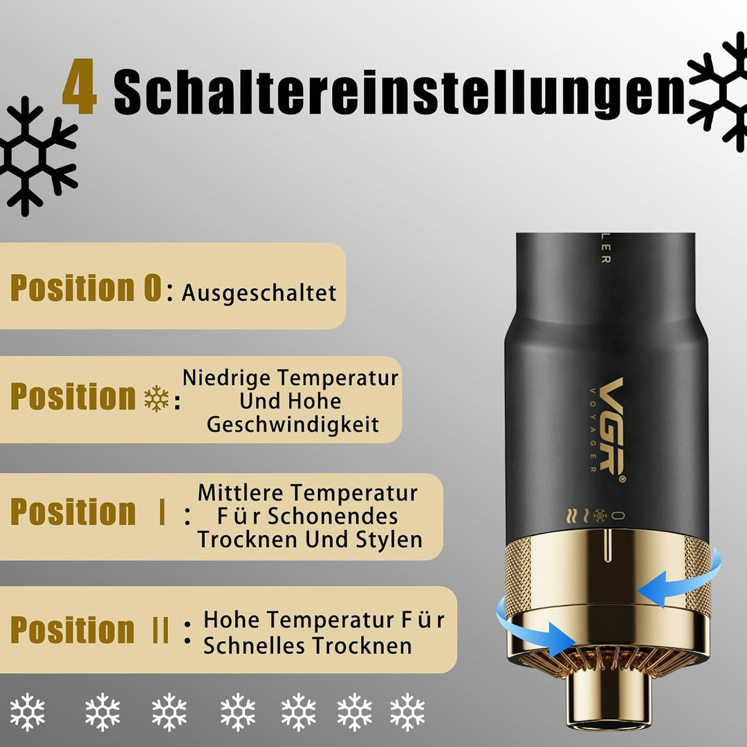 VGR 480 Rundbürste Profi 2 in 1 Föhnbürste Mit 32mm 50mm Für Salon, Schwarz | Rundbürstenföhn Mit Au