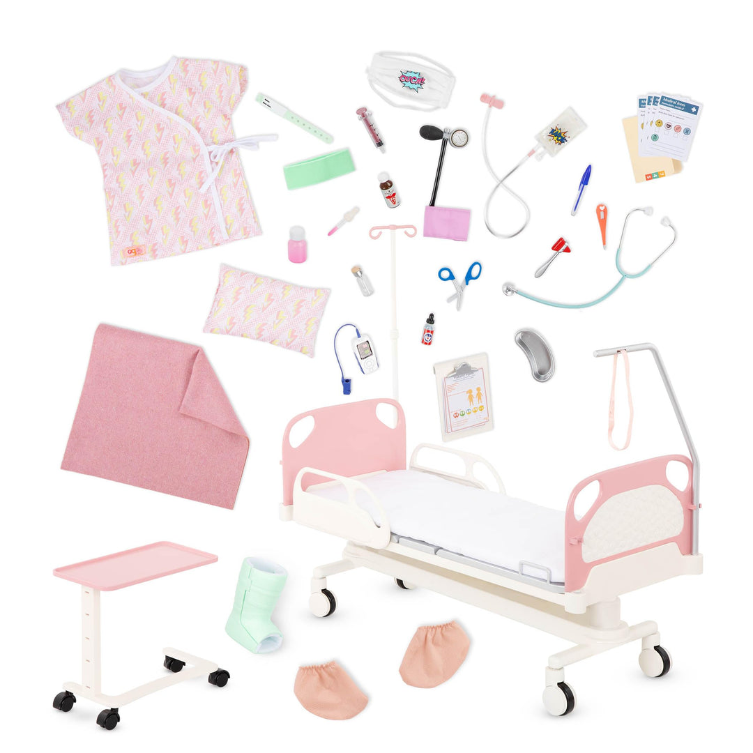 Our Generation - Gute Besserung Bett - Puppen-Krankenhausbett - Arzt-Set - Krankenhauskittel, Stetho