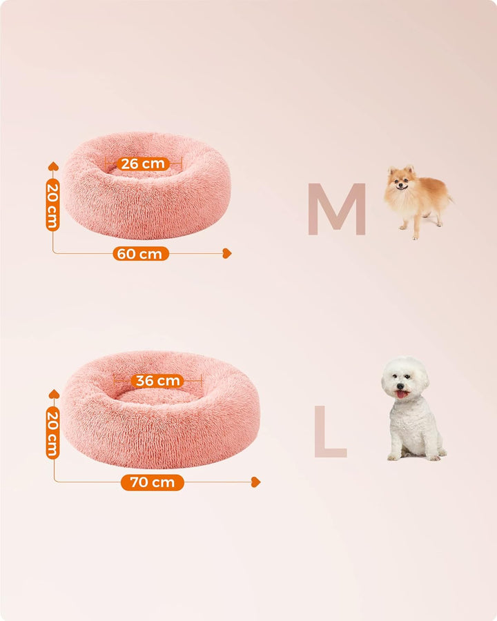 Feandrea Hundebett flauschig, Katzenbett, Donut Kissen, waschbar, Polsterung in der Mitte herausnehm