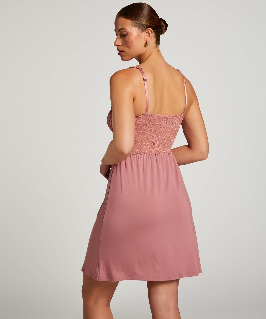 Hunkemöller Slipdress Nora Lace XS Dusty Rose, XS Dusty Rose