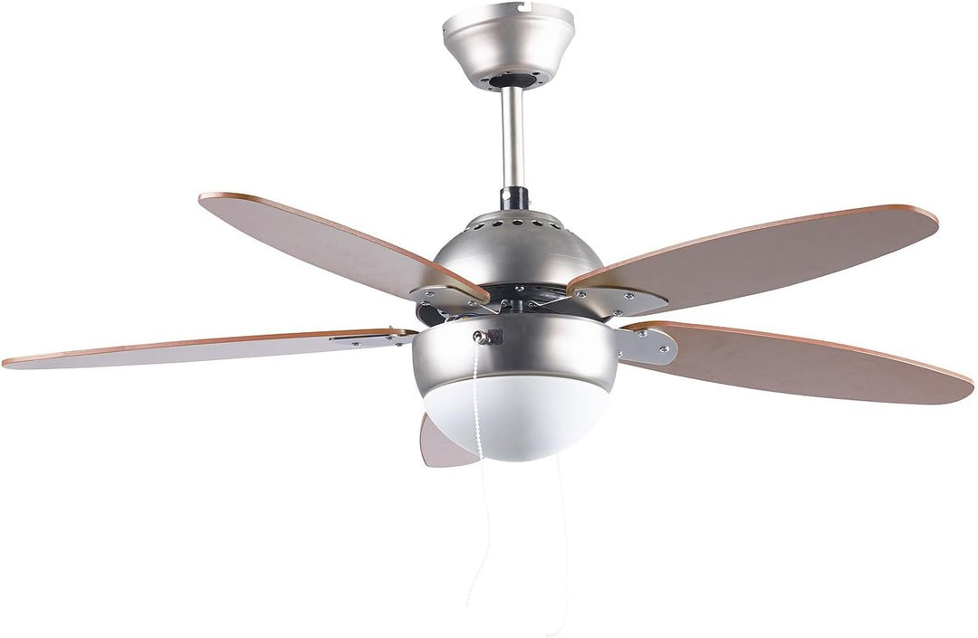 Sichler Haushaltsgeräte Ventilator Sommer Winter: Deckenventilator VT-597 m. Holzflügeln, Beleuchtun