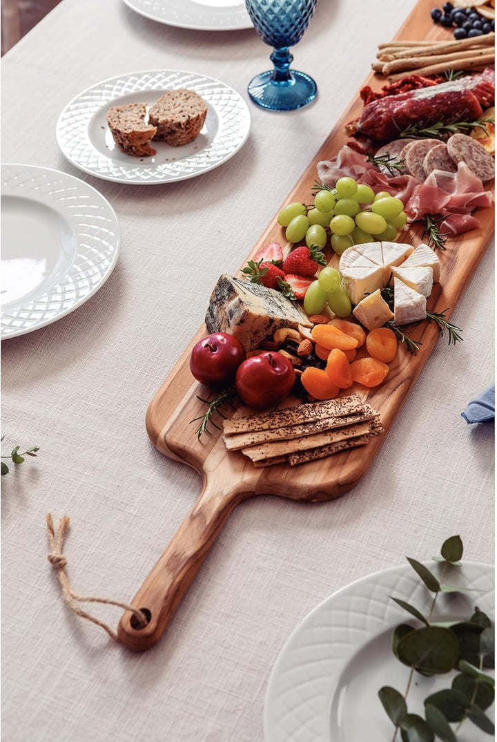 Tramontina PROVENCE Servierbrett, FSC-zertifiziertes Teakholz, 117,5 x 32 x 1,8 cm, Handwäsche, Anti