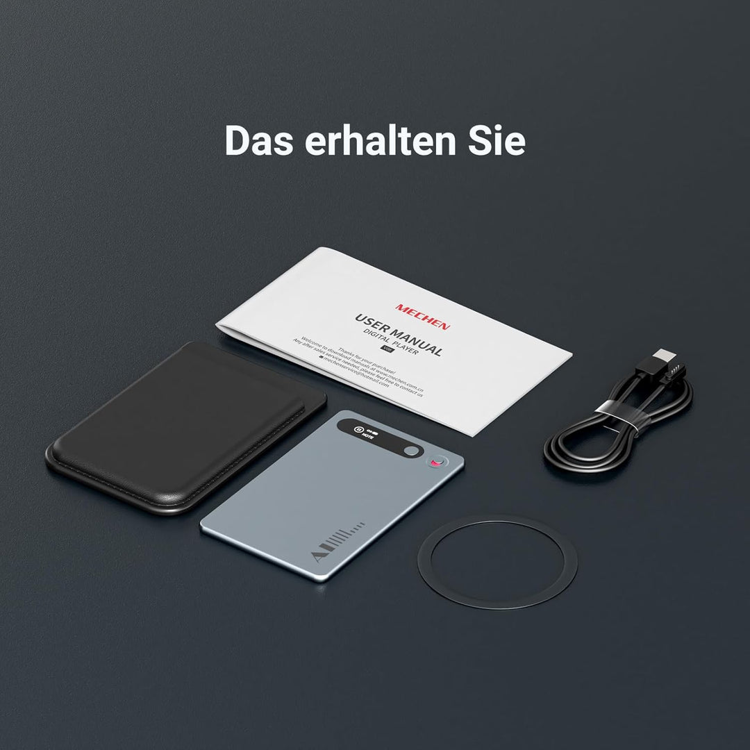 MECHEN KI Diktiergerät Digitales, 64GB Aufnahmegerät mit KI-Technologie zum Transkribieren und Zusam