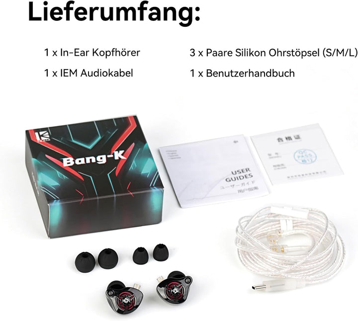 Yinyoo KBEAR BK1 USB-C Gaming-Ohrhörer mit Mikrofon, 10mm Dynamic Driver USB-C Kopfhörer für FPS-Spi