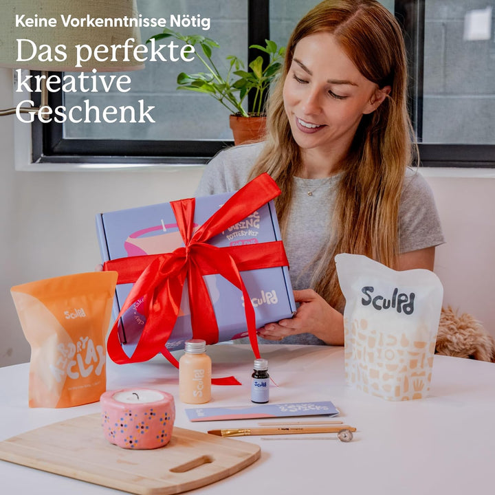 Sculpd Set zur Kerzenherstellung und Töpferei, komplettes Kunst-Set, enthält lufttrocknenden Ton, So