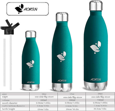 AORIN Vakuum-Isolierte Trinkflasche - 350ml/500ml/750ml - Wasserflasche BPA-Frei,24 H Kühlen & 12 H