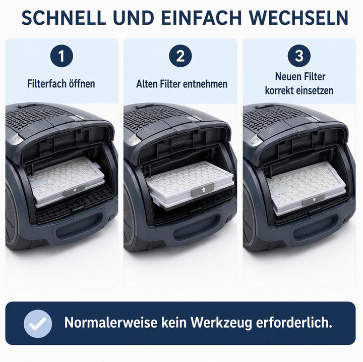 POWEKA 2 x HEPA AirClean 50 Filter Kompatibel mit Miele Staubsaugern der C1 C2 C3 und S-Serie S8340