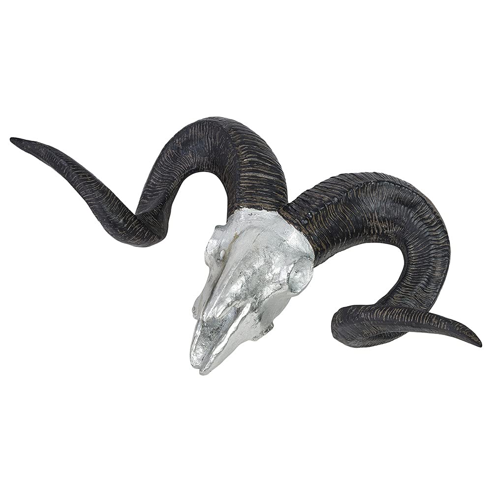 Hansmeier® Widder XXL Wandskulptur | Silber | 64 x 37 cm | Wanddeko 3D Schädel | Robustes Material |