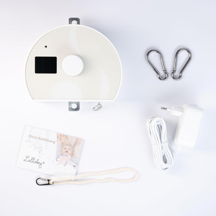 elvent® Lullaby Motor für Federwiege, Made in Germany, Smart-Display, Geräuscharm (Weiss/Mocca) Weis