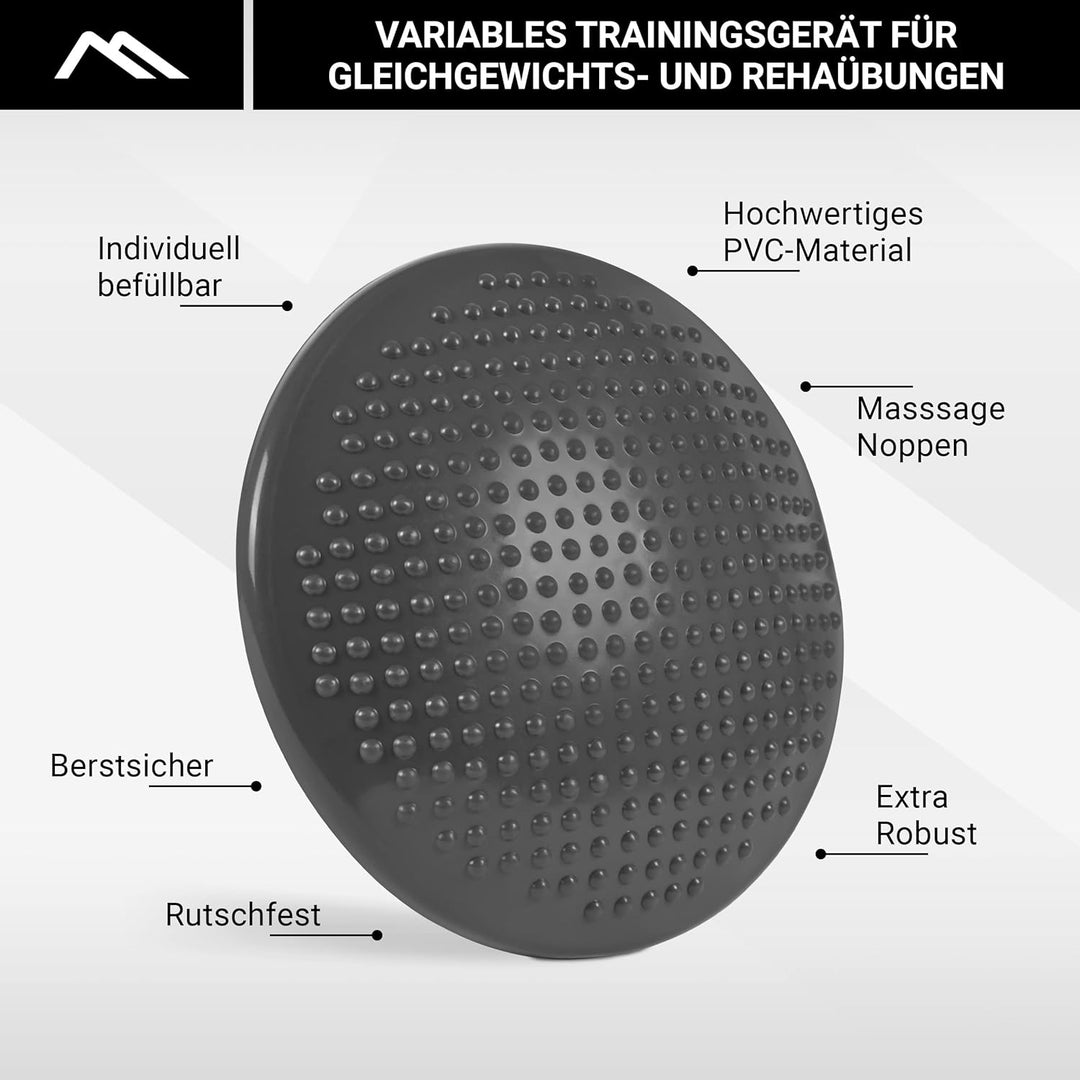 MSPORTS Ballsitzkissen inkl. Pumpe und Übungsposter | ca. 32 cm Durchmesser mit Noppenoberfläche - i