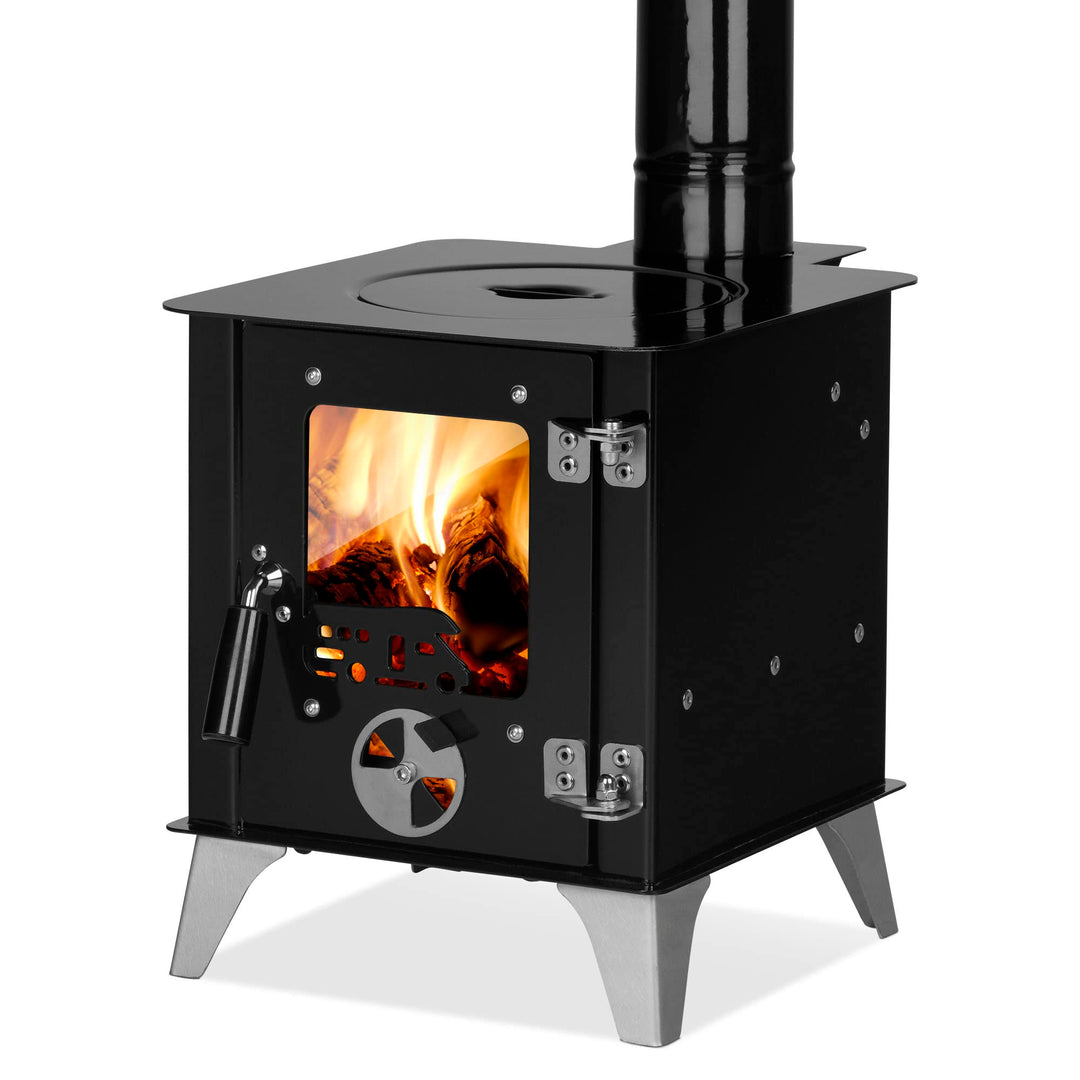 ECOfoxx Outdoor-Ofen "Tiny" mit Herdplatte, Zeltofen, Terrassenofen, Camping Ofen, Outdoor-Kamin, Ga