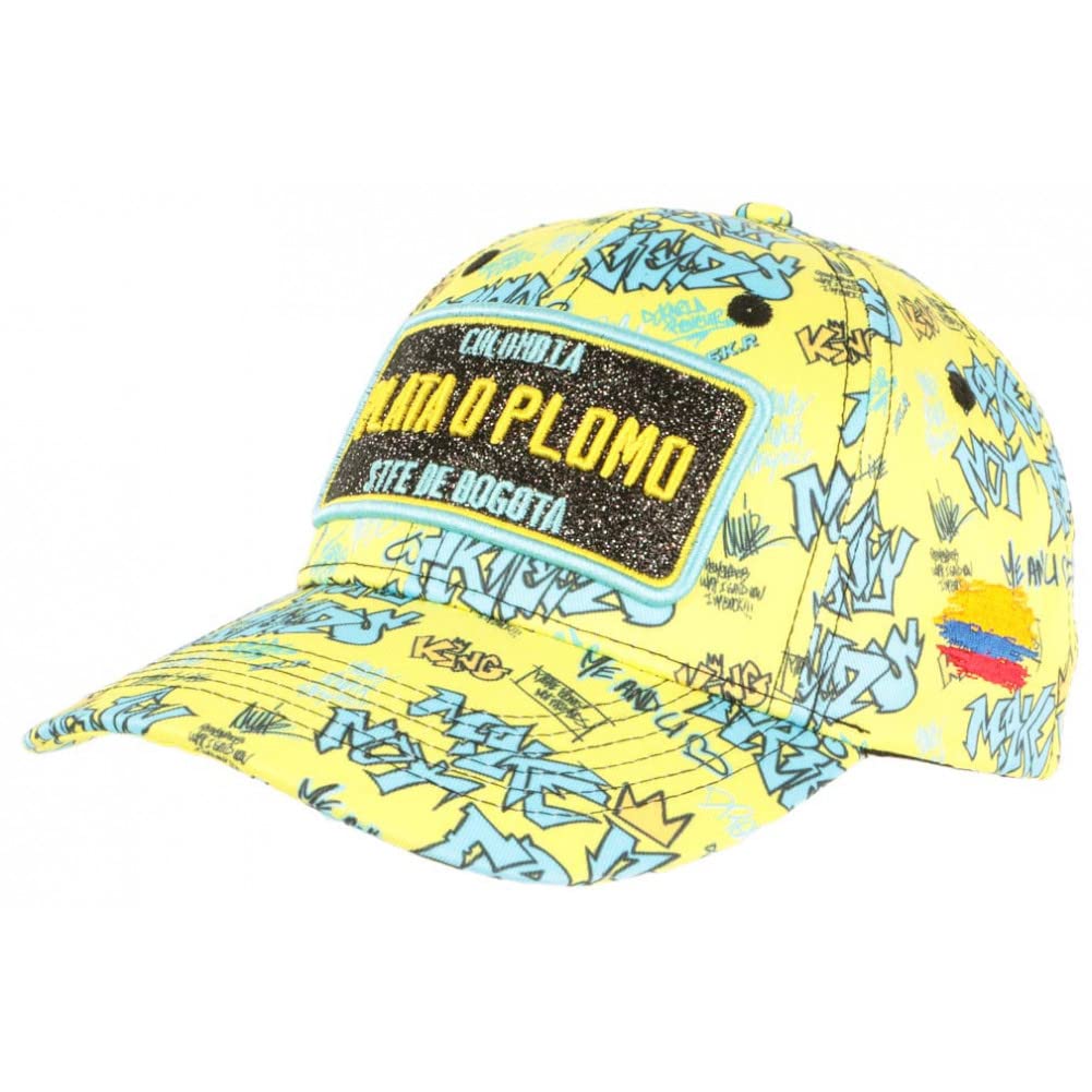 Kappe Plata o Plomo, gelb und blau, Strass, modisch, Colombia, Baseball – Grösse: Einheitsgrösse – F
