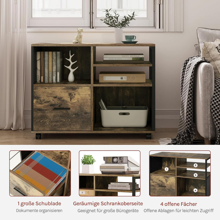 WOLTU Aktenschrank, Rollcontainer mit Schublade, Büroschrank auf Rollen, Rollschrank, Bürocontainer,