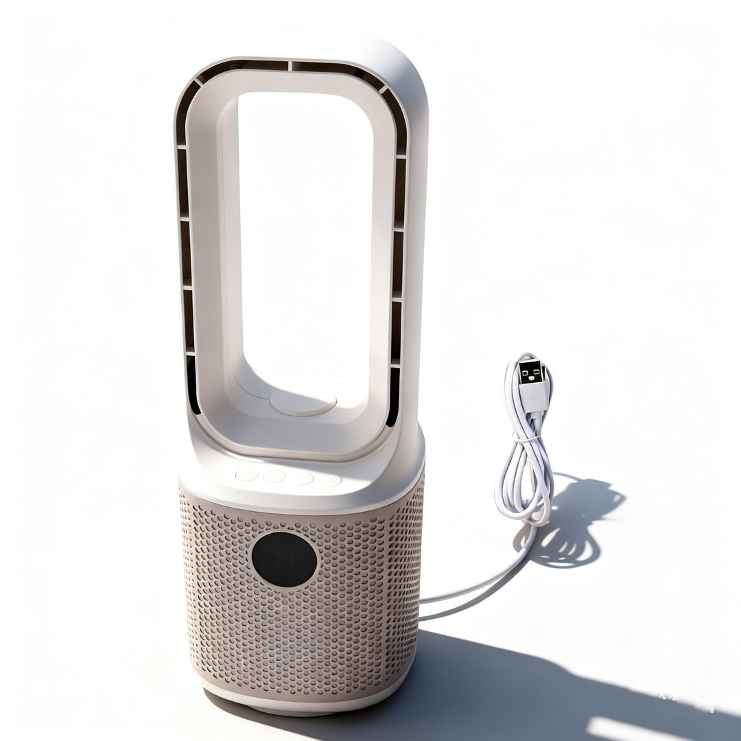 Pissente Rotorloser Ventilator mit Luftreiniger, Turbinentechnologie, 9 Geschwindigkeiten und 60-Gra