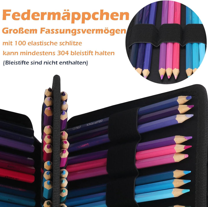 Federmäppchen Super Grosse, Pencil Case Schreibwaren-Stifttasche Federtaschen mit 100 Slots Organize