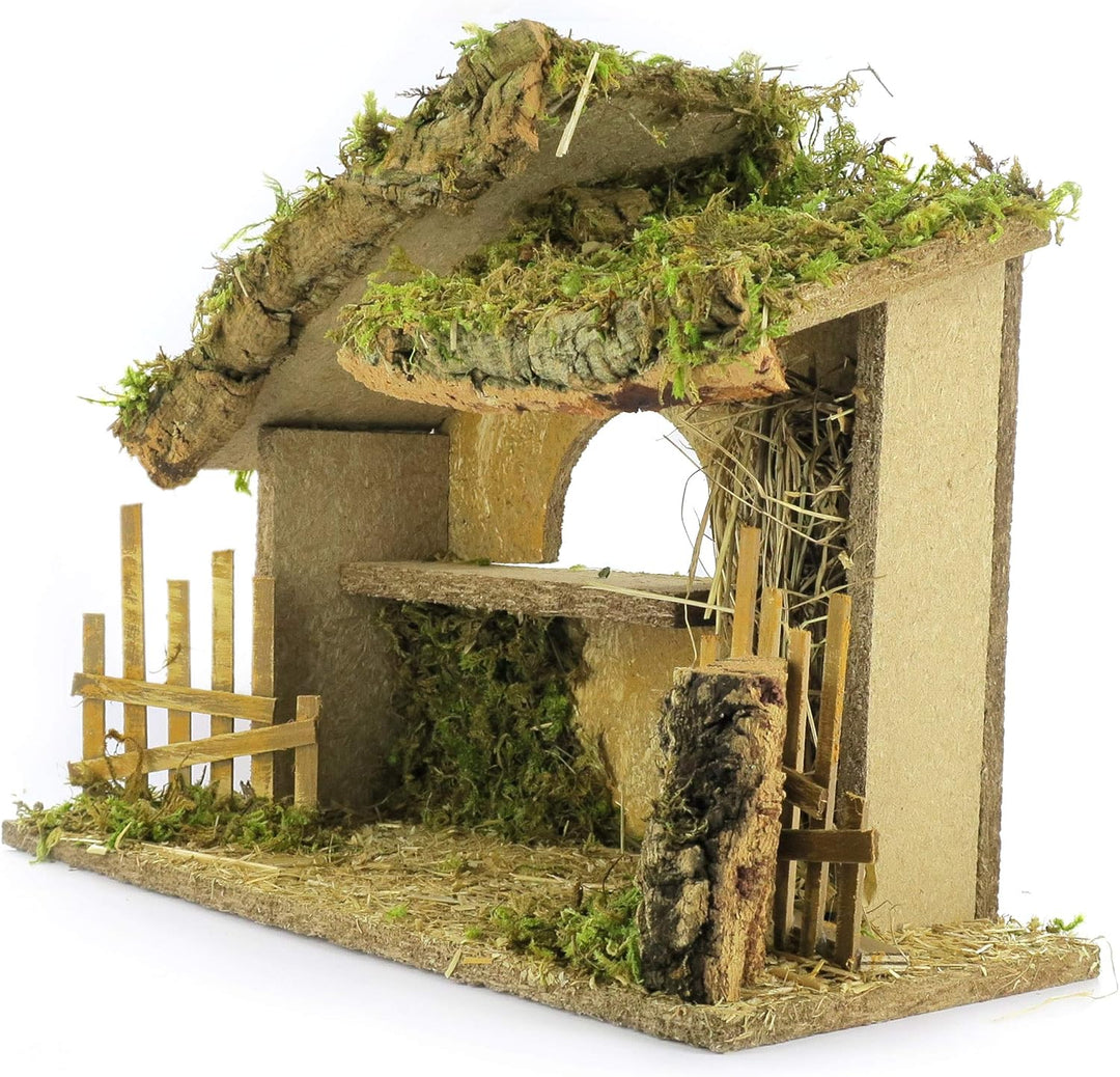 Bertoni Leere Holzhütte mit Zaun und Fenster, Holz, Mehrfarbig, Einheitsgrösse