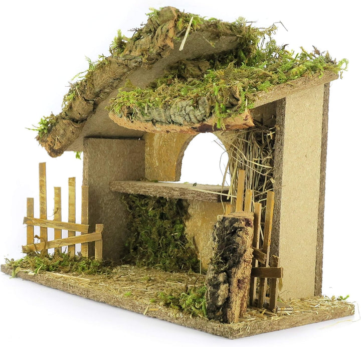 Bertoni Leere Holzhütte mit Zaun und Fenster, Holz, Mehrfarbig, Einheitsgrösse